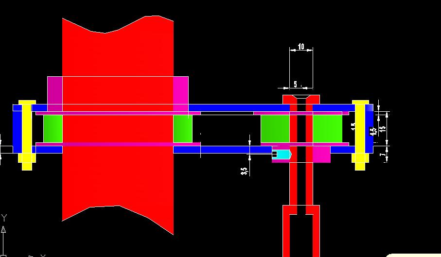 Sectional drawing of the step-up box.